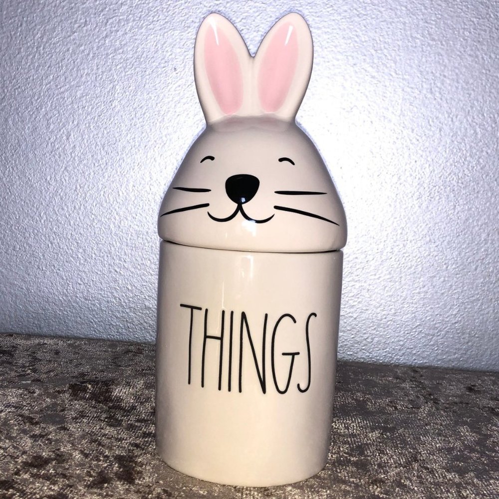 NIB Rae Dunn Bunny "Things" Canister